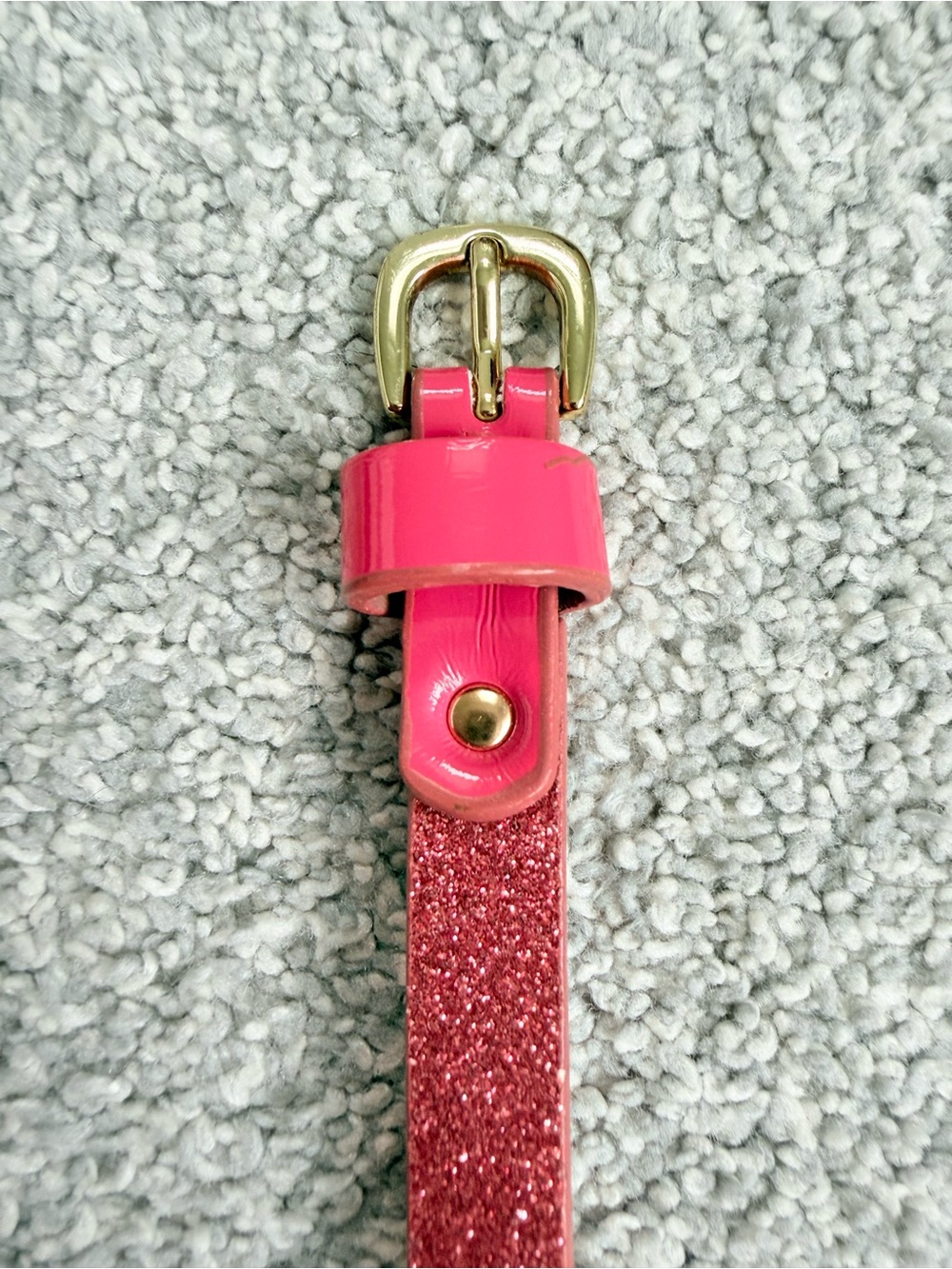 Pink Glitter Patent Belt with Gold Buckle